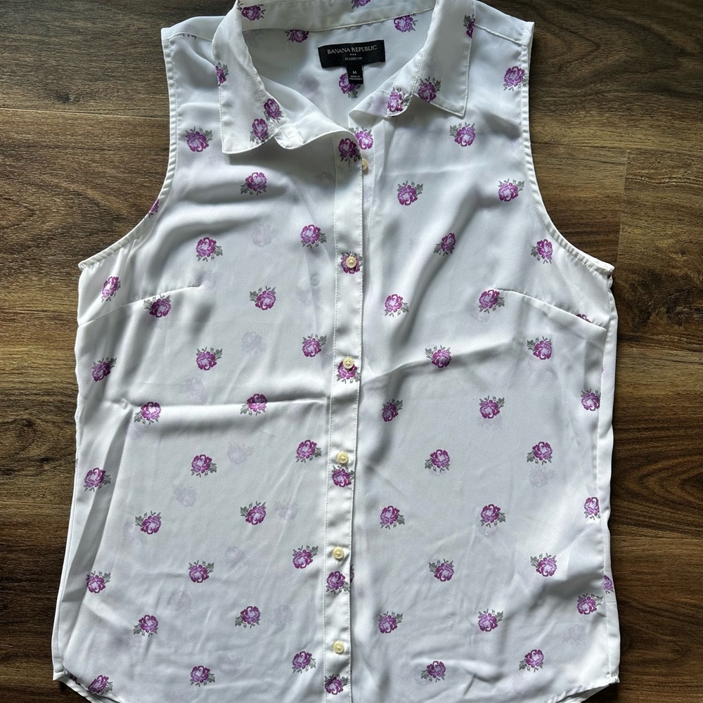 Banana Republic Floral and Solid Blouses - Cream, Pink, White - Picture 11 of 15